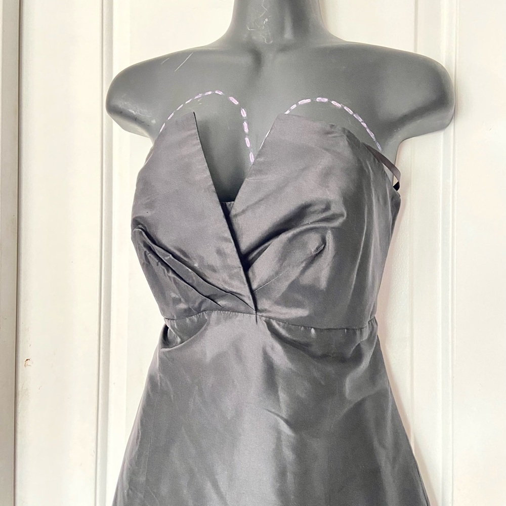 Coren Moore black satin strapless party cocktail dress - Picture 3 of 7